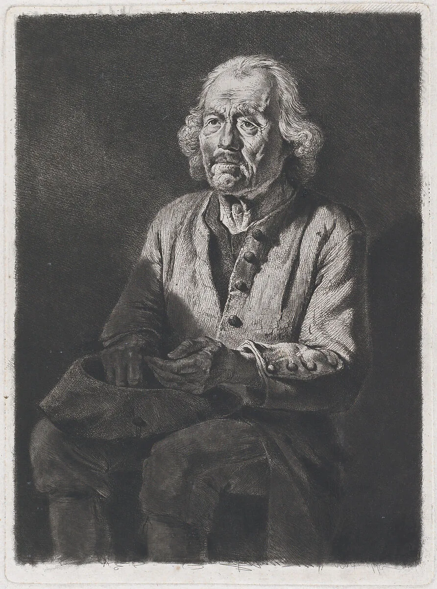 Seated Beggar: Portrait of Old Girard, a Peasant from Chasselay — Jean Jacques de Boissieu
