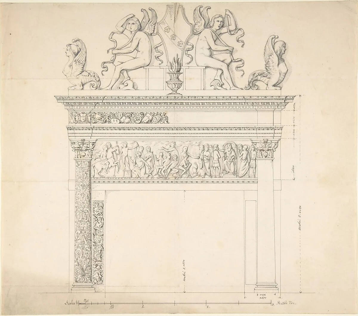 Design for a Chimney Piece — Anonymous, Italian, 19th century