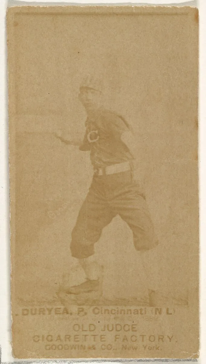 James Newton "Jesse" Duryea, Pitcher, Cincinnati, from the Old Judge series (N172) for Old Judge Cigarettes — Goodwin & Company