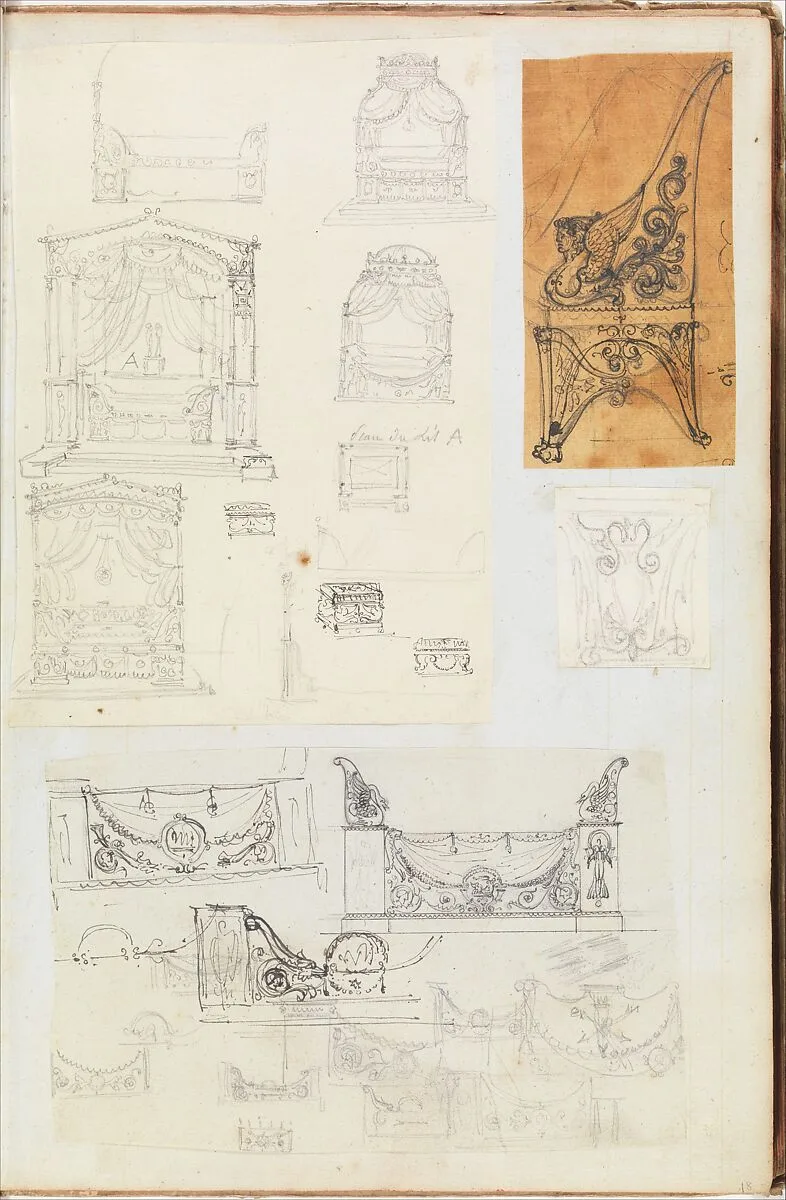 Scrapbook containing Drawings and Prints of Architecture, Interiors, Furniture and Other Objects — André Marie Chatillon|Charles Percier|Pierre François Léonard Fontaine