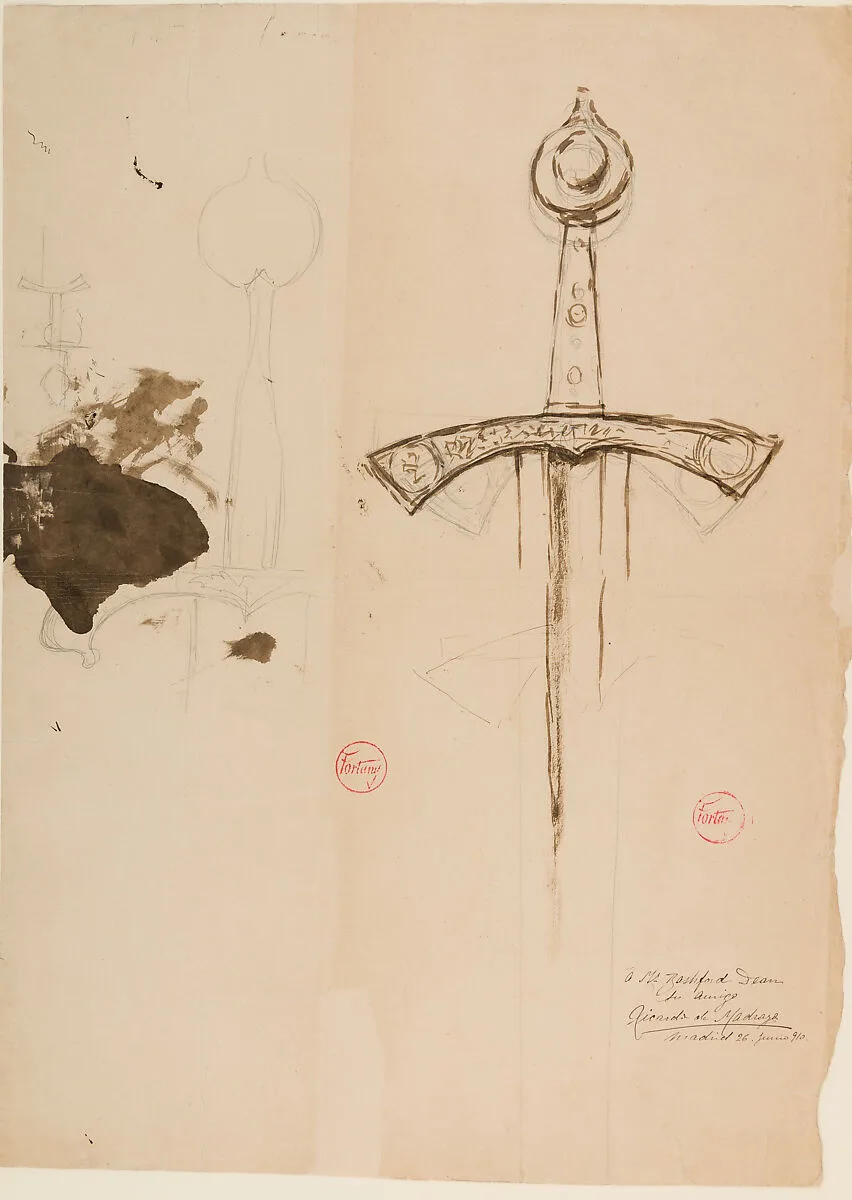 Drawing of Two Medieval Swords — Mariano Fortuny Marsal