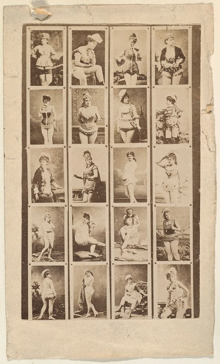 Grid of twenty portraits of actresses, from the Actresses series (N668) — Unknown