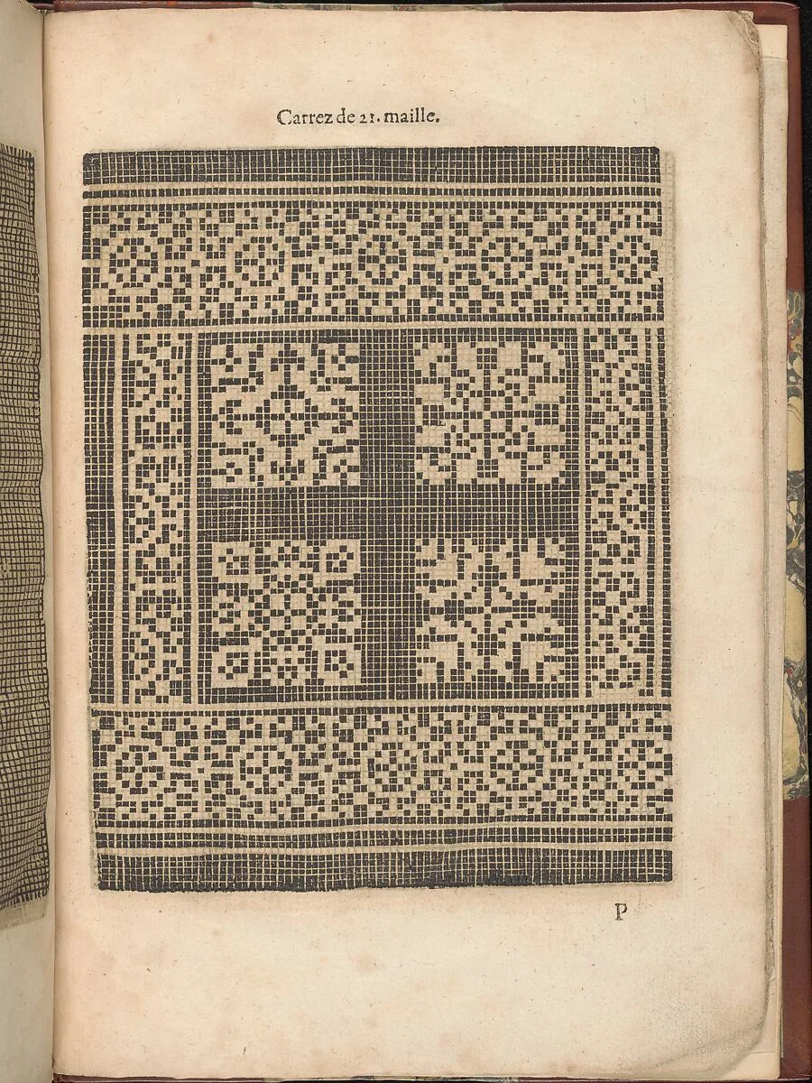 Les Secondes Oeuvres, et Subtiles Inventions De Lingerie du Seigneur Federic de Vinciolo Venitien, page 57 (recto) — Federico de Vinciolo|Jean Le Clerc|Catherine de Bourbon