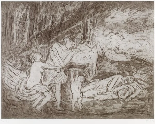 Cephalus and Aurora (#2), from ¦The Poussin Project: A Suite of Prints after Nicolas Poussin¦ — Leon Kossoff