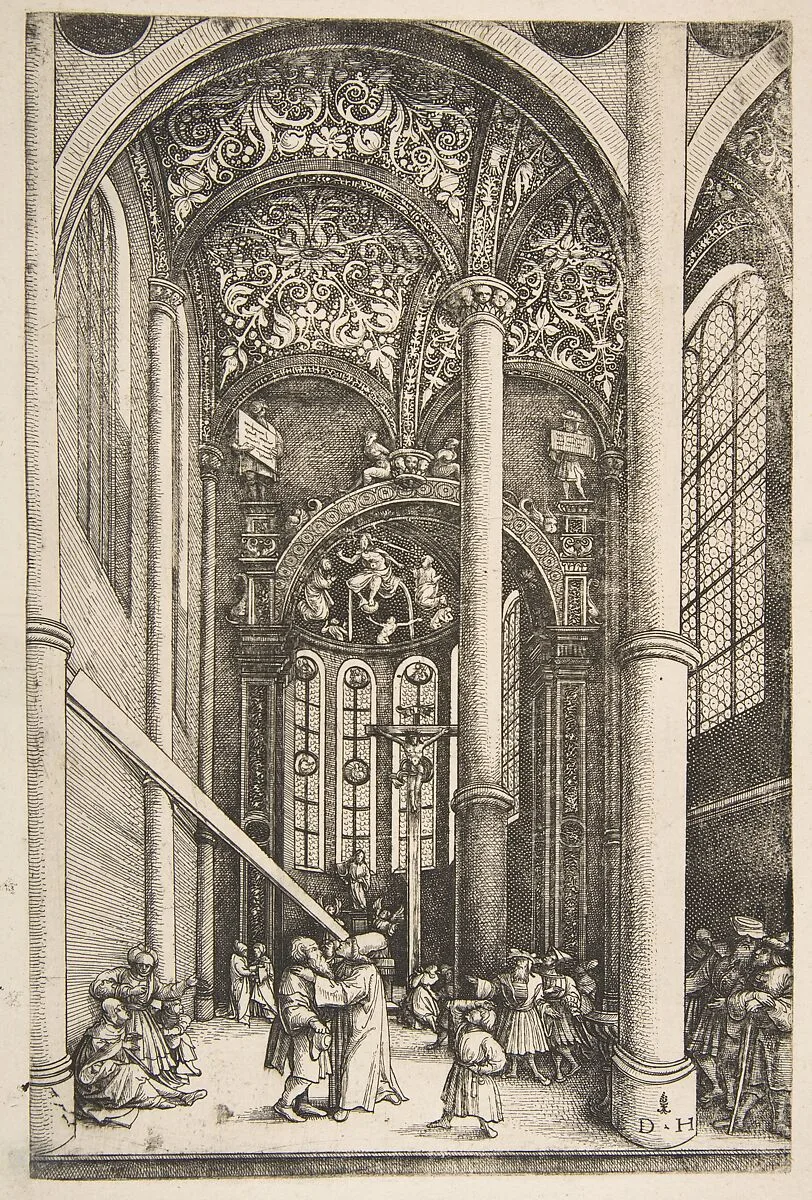 Interior of the Church of Saint Katherine’s with the Parable of the Mote and the Beam — Daniel Hopfer