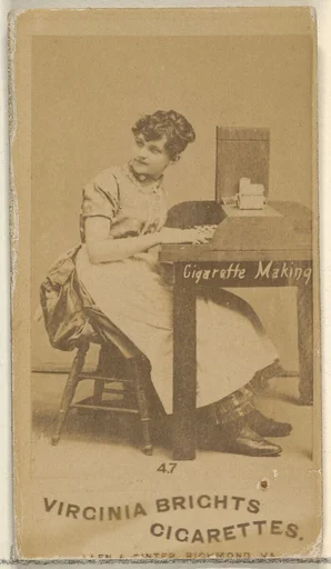 Card 47, from the series, Cigarette Making Girls (N46) for Virginia Brights Cigarettes