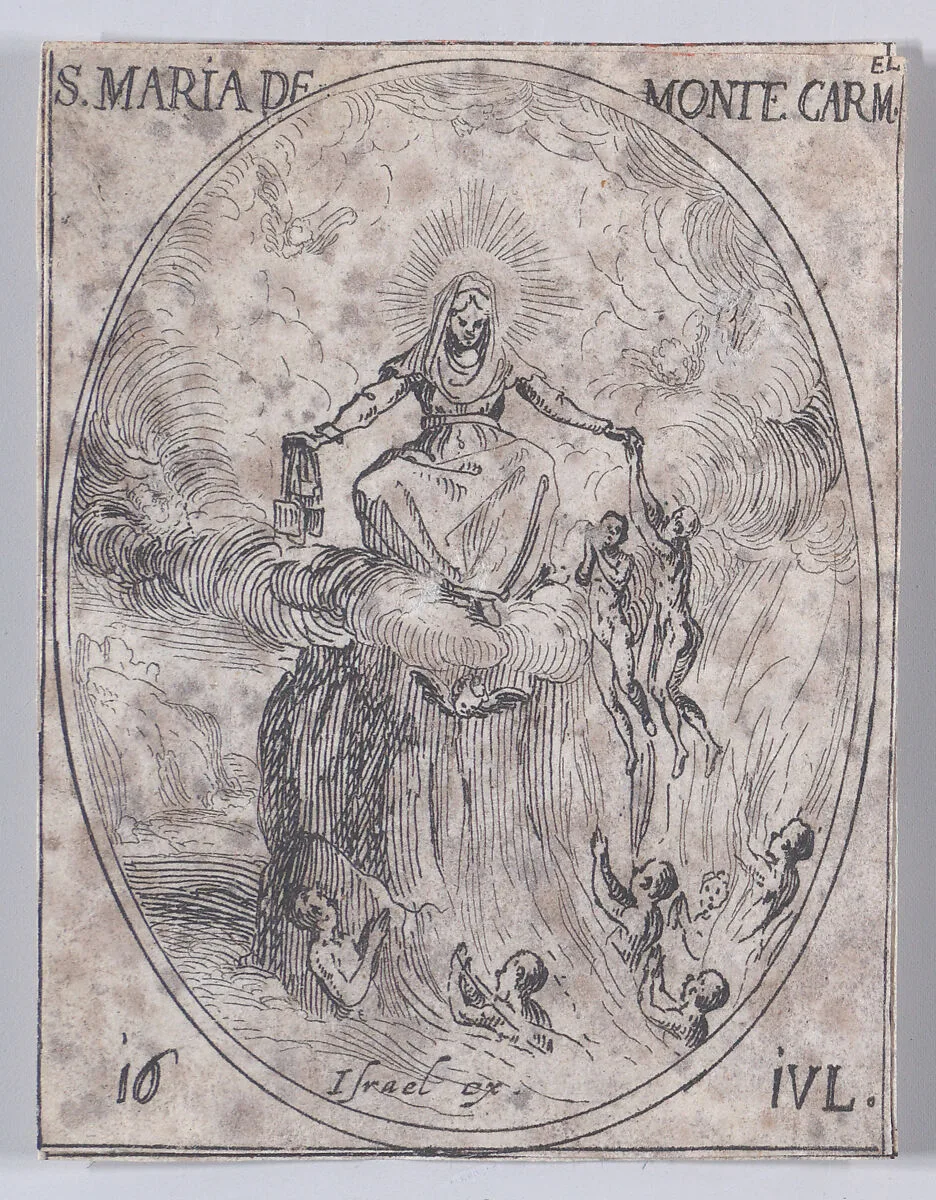 Ste. Marie du Mont Carmel (Feast of Virgin Mary of Mount Carmel), July 16th, from "Les Images De Tous Les Saincts et Saintes de L'Année" (Images of All of the Saints and Religious Events of the Year) — Jacques Callot|Israël Henriet