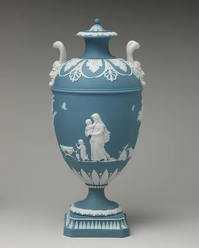Vase with cover (one of a pair)