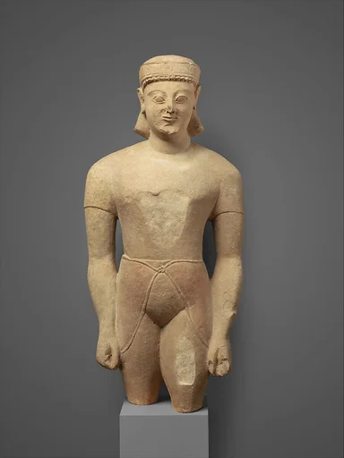 Limestone male figure