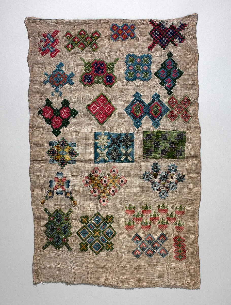 Sampler with geometric motifs — Unknown