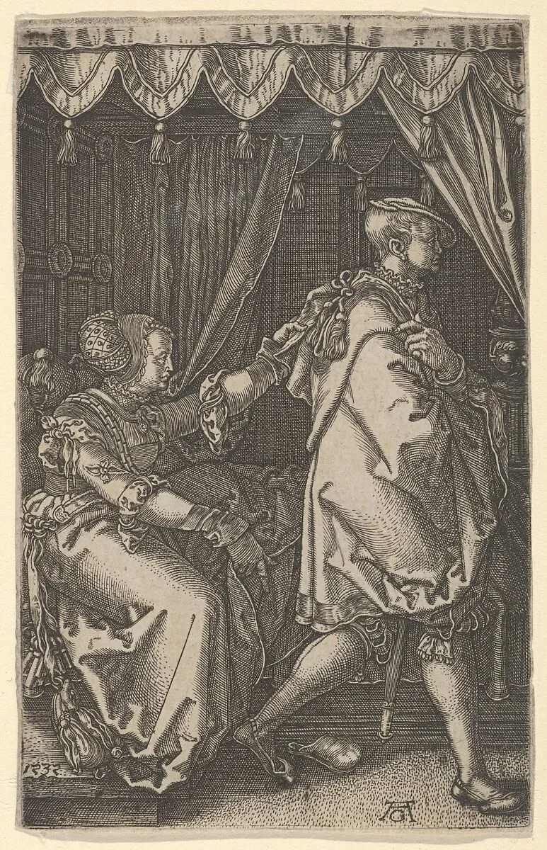 Joseph and Potiphar's Wife, from "The Story of Joseph" — Heinrich Aldegrever