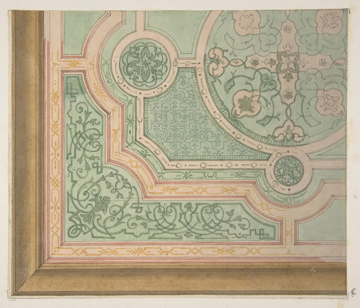 Design for the decoration of a ceiling with circular medallions — Jules-Edmond-Charles Lachaise|Eugène-Pierre Gourdet