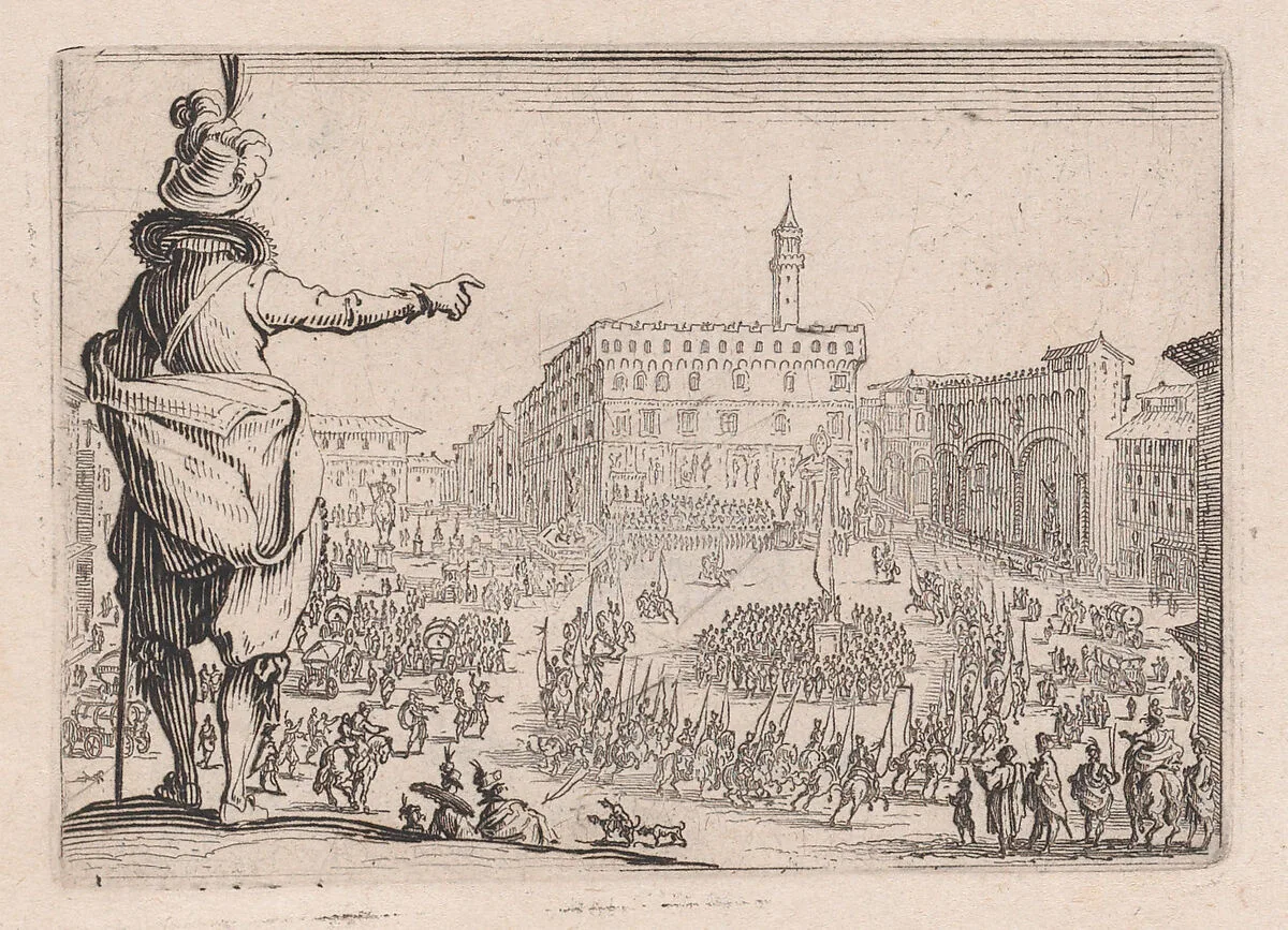 Une Fête sur la Place de la Signoria a Florence (A Festival in the Piazza della Signoria in Florence), from Les Caprices Series B, The Nancy Set — Jacques Callot|Lorenzo de' Medici