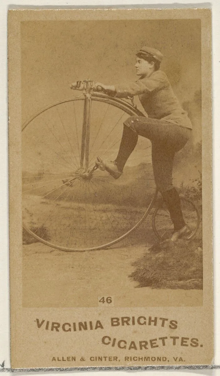 Card 46, from the Girl Cyclists series (N49) for Virginia Brights Cigarettes — Allen & Ginter