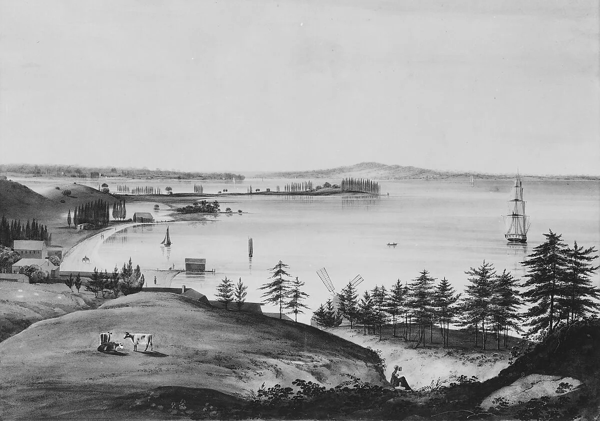 The Bay of New York Looking to the Narrows and Staten Island, Taken from Brooklyn Heights — William Guy Wall