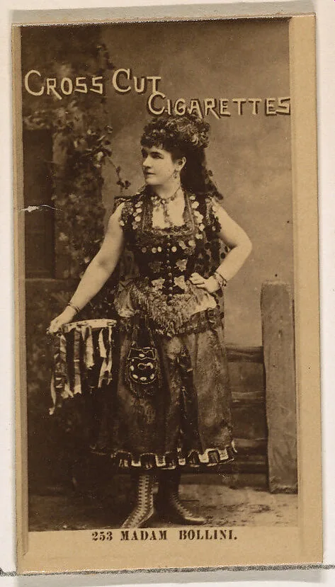 Card Number 253, Madam Bollini, from the Actors and Actresses series (N145-2) issued by Duke Sons & Co. to promote Cross Cut Cigarettes — W. Duke, Sons & Co.