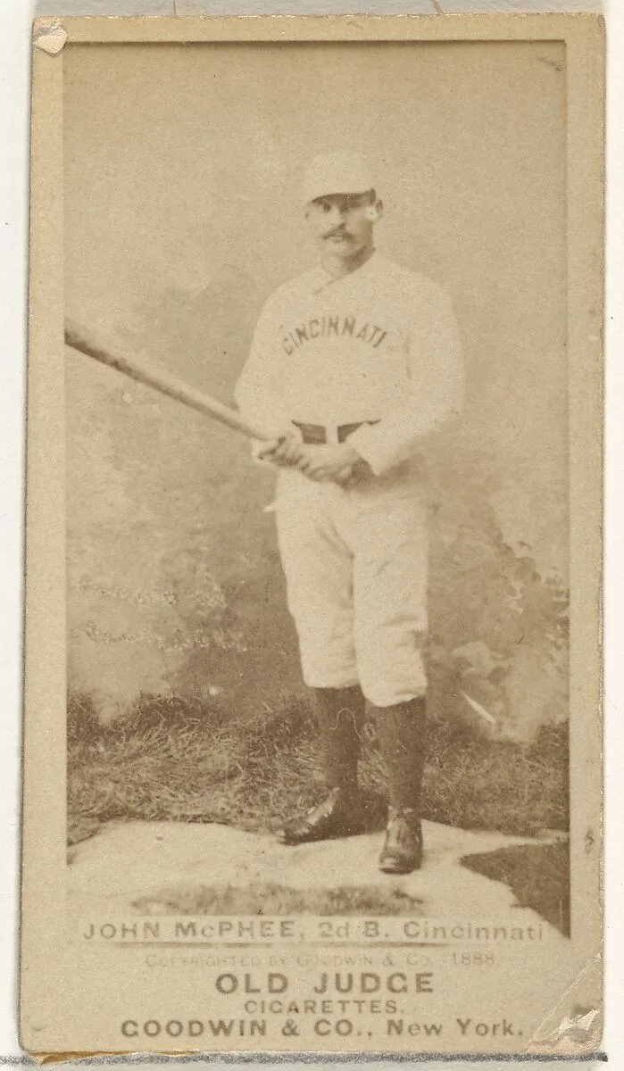John Alexander "Bid" McPhee, 2nd Base, Cincinnati, from the Old Judge series (N172) for Old Judge Cigarettes — Goodwin & Company