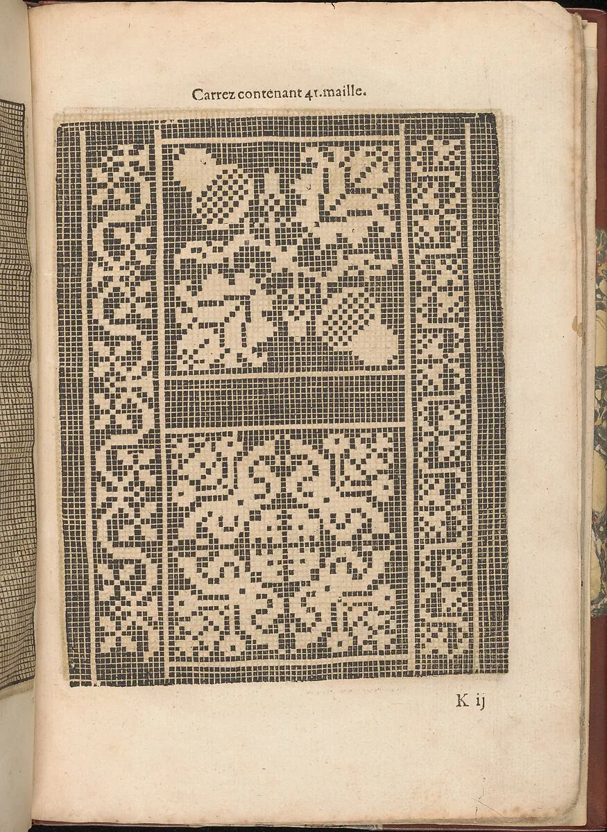 Les Secondes Oeuvres, et Subtiles Inventions De Lingerie du Seigneur Federic de Vinciolo Venitien, page 38 (recto) — Federico de Vinciolo|Jean Le Clerc|Catherine de Bourbon