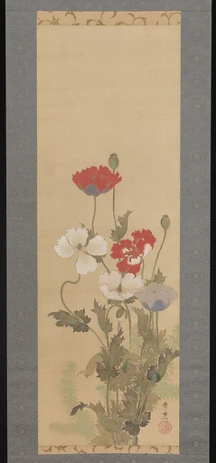 鈴木其一筆 芥子図|Poppies