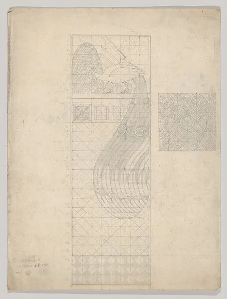 Design for Peacock Panel and a Tile — Herbert E. Crowley