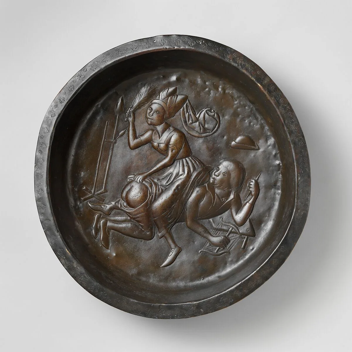 Plate with Wife Beating Husband — Unknown