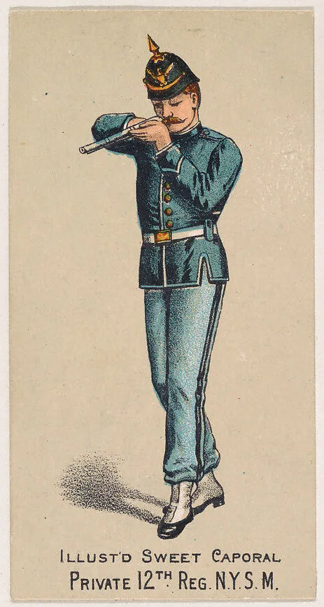 Private, 12th Regiment, New York State Militia, from the Military Series (N224) issued by Kinney Tobacco Company to promote Sweet Caporal Cigarettes — Kinney Brothers Tobacco Company