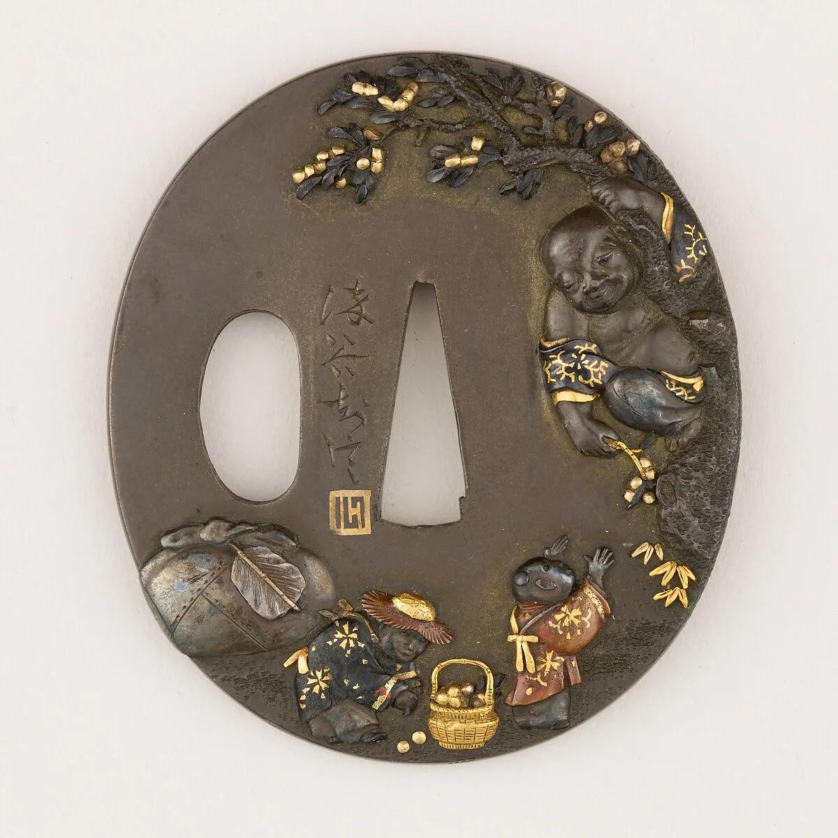 Sword guard (<i>Tsuba</i>) Depicting Hotei (布袋図鐔) — Unknown