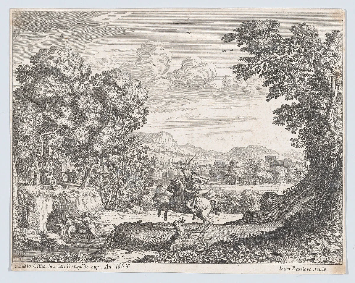 Bellerophon Vanquishing the Chimera — Dominique Barrière|Claude Lorrain (Claude Gellée)