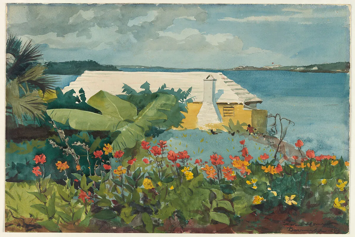 Flower Garden and Bungalow, Bermuda — Winslow Homer