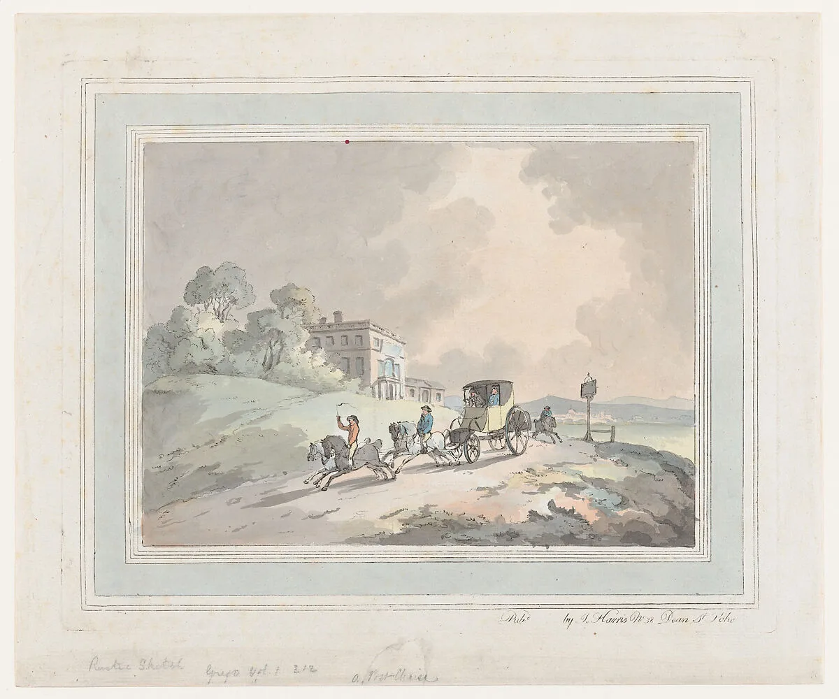 Rustic Sketch, or A Post Chaise (Travelling) — John Harris|Thomas Rowlandson