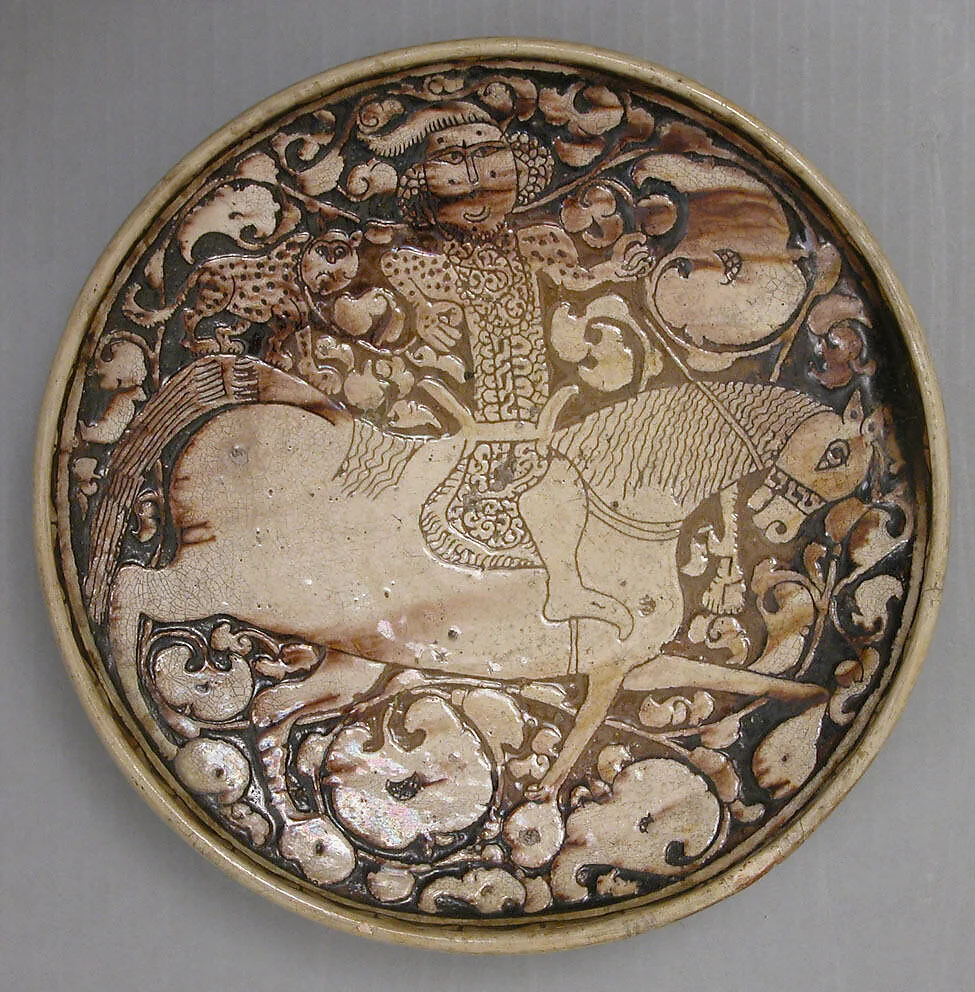 Dish with a Horseman and Trained Cheetah — Unknown