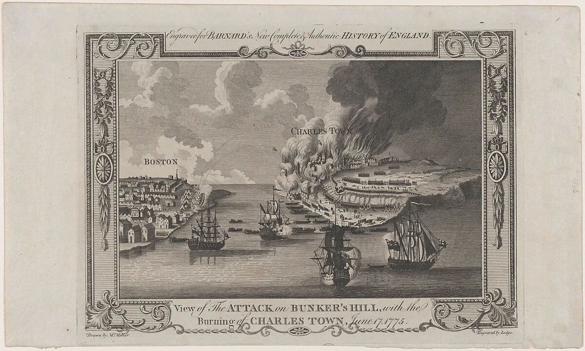 View of the Attack on Bunker's Hill, with the Burning of Charles Town, June 17, 1775 — John Lodge|George Henry Millar