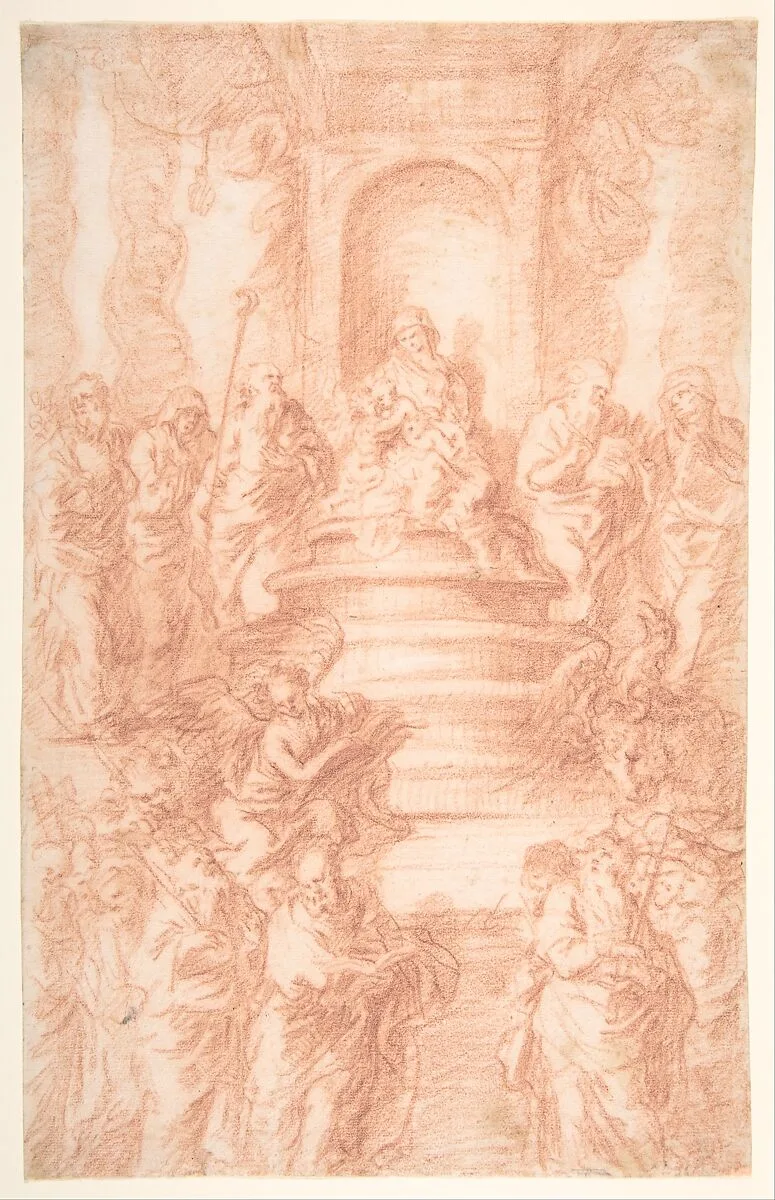 The Holy Kinship (Madonna and Child and St. John) with Prophets and Symbols of the Four Evangelists — Joachim von Sandrart