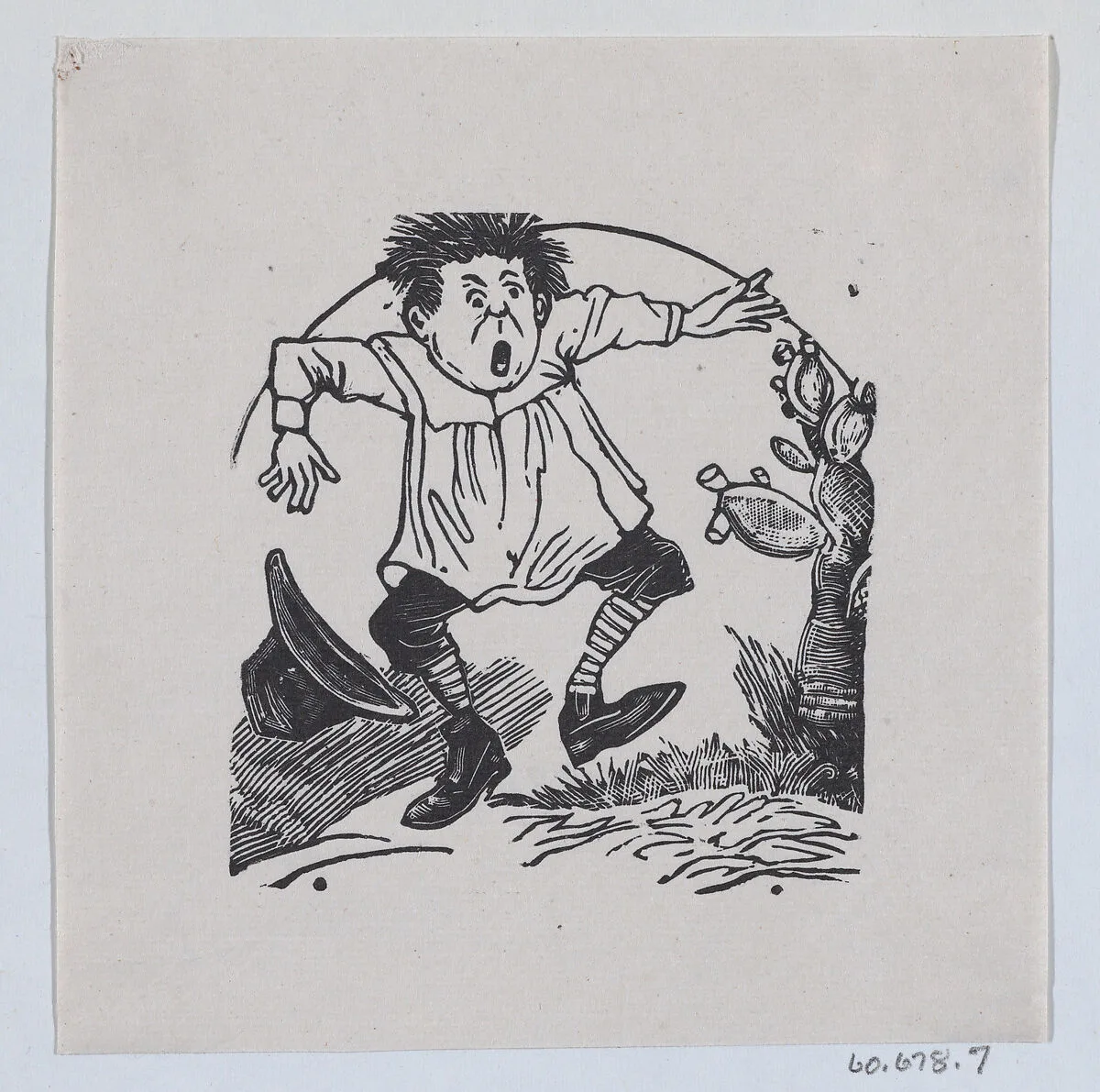A man jumping up after pricking his finger on a cactus — José Guadalupe Posada|José Sanchez