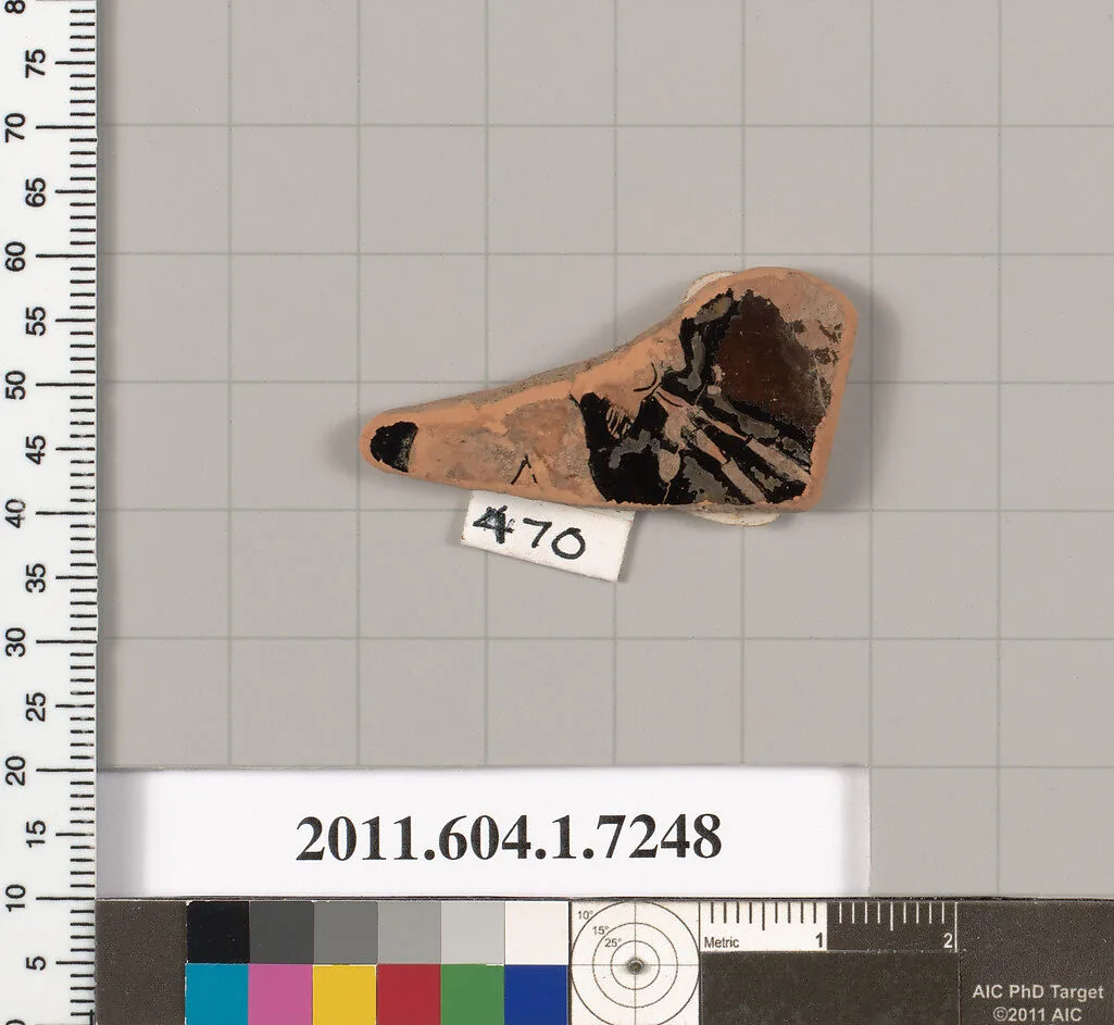 Terracotta fragment of a kylix (drinking cup) — Makron