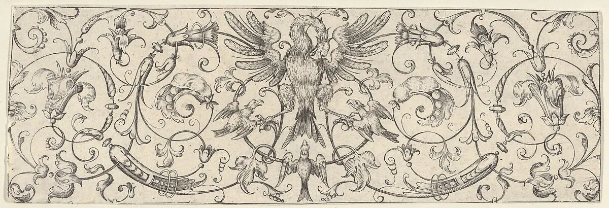 Friezes with Birds, Flowers and Meandering Wreaths and Scrolls (5) — Theodor Bang|Balthasar Caymox