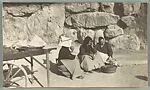 [Three Women Seated in Front of Stone Wall, Tarragona, Spain]