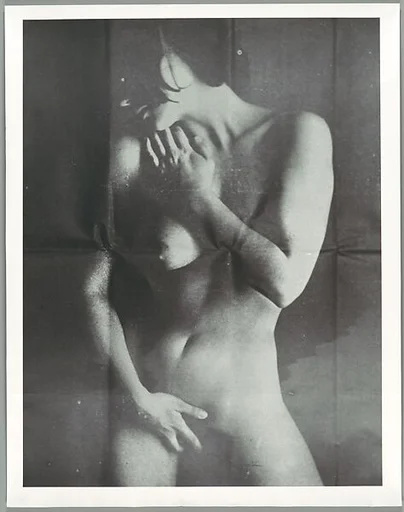 [Detail of Photograph of Nude Woman Taped to Door]