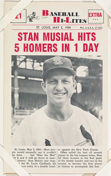 Stan Musial #21 from Nu-Card Baseball Hi-Lites series (W460) — Nu-Card, Inc.