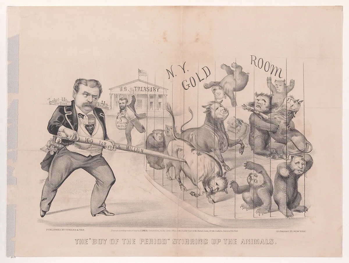 The "Boy of the Period" Stirring up the Animals — Ulysses S. Grant|Jay Gould|Currier & Ives