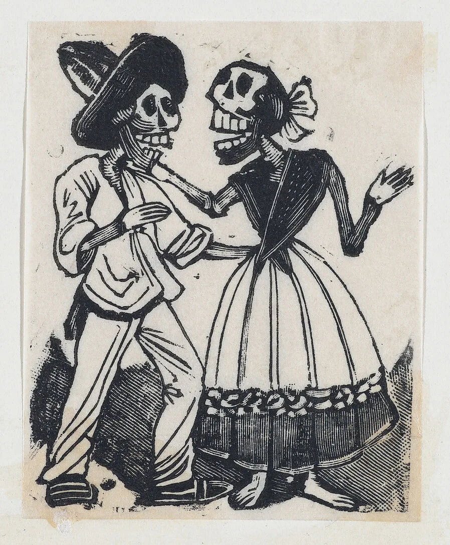 Male and female skeleton talking (vignette for the feast of the dead) — Jean Charlot|José Guadalupe Posada