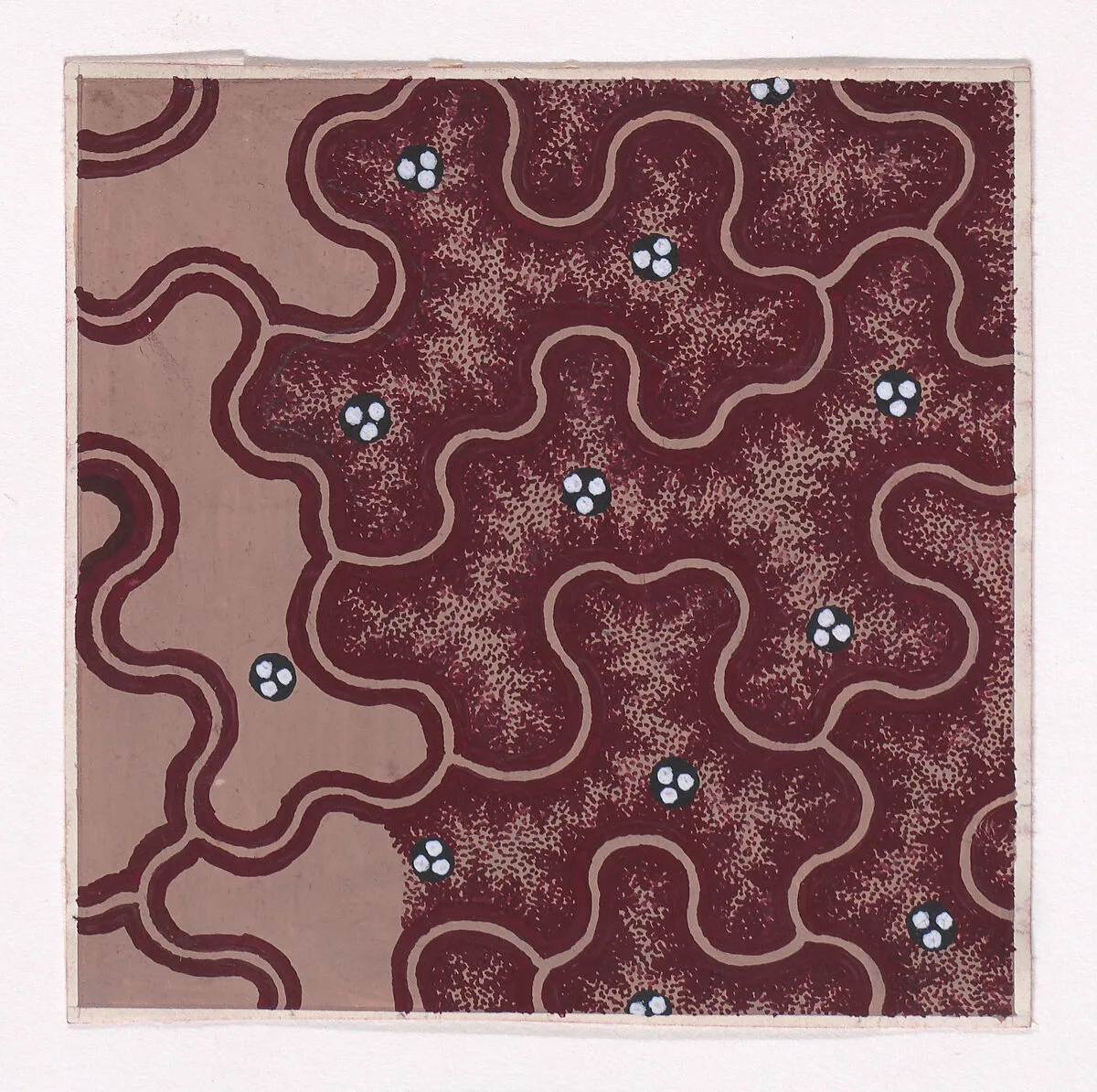 Textile Design with an Interlacing Pattern Partially Decorated with Groups of Three Pearls — Anonymous, Alsatian, 19th century