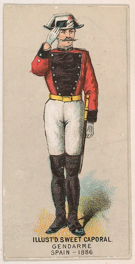 Gendarme, Spain, 1886, from the Military Series (N224) issued by Kinney Tobacco Company to promote Sweet Caporal Cigarettes — Kinney Brothers Tobacco Company