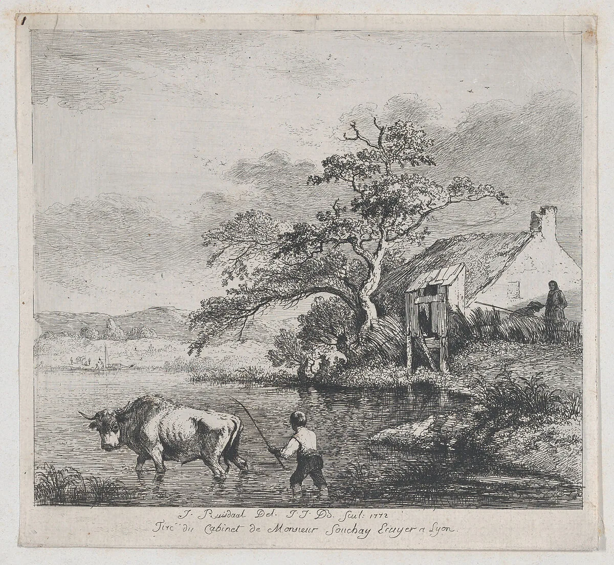 Herdsman and Bull, after Ruisdael — Jean Jacques de Boissieu|Jacob van Ruisdael