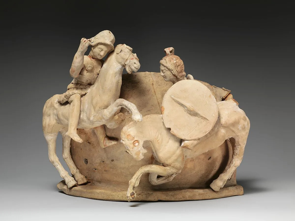Terracotta relief probably from a funnel vase — Unknown