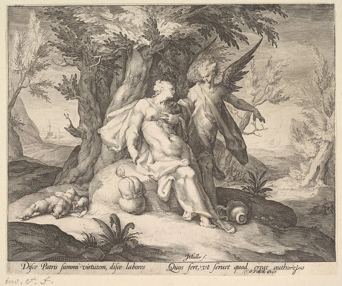 Hagar in the Desert Consoled by an Angel — Jan Muller|Harmen Jansz. Muller