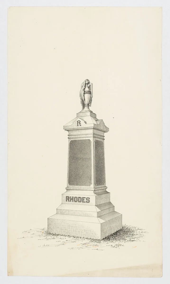 Grave Monument with Vase, for "Rhodes" (recto); Scaffolding and pulley systems (verso) — Alexander Maxwell