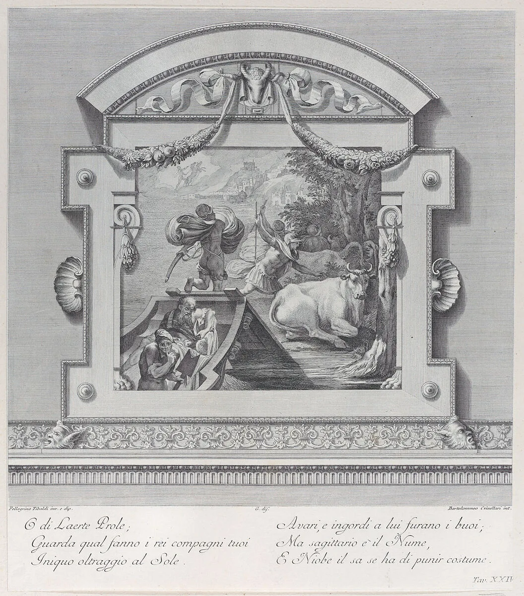Plate 24: Ulysses's companions stealing the oxen sacred to Apollo — Gabriel Söderling|Giampietro Zanotti|Pellegrino Tibaldi|Bartolomeo Crivellari