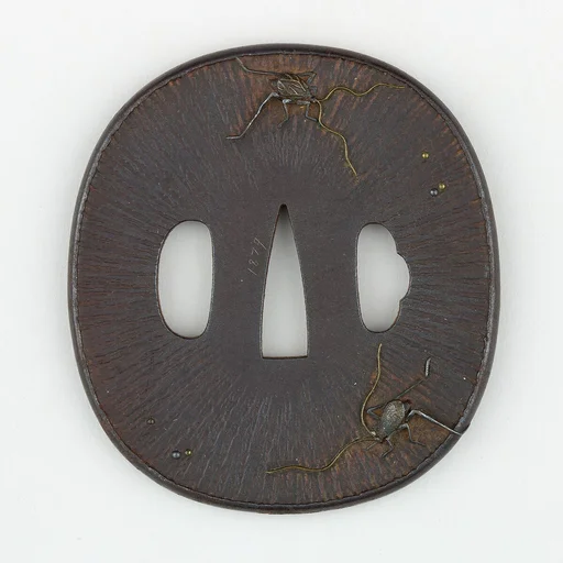 Sword Guard (<i>Tsuba</i>) Depicting Crickets (鈴虫図鐔)