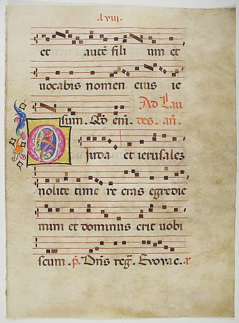 Manuscript Leaf with Initial O, from an Antiphonary — Unknown
